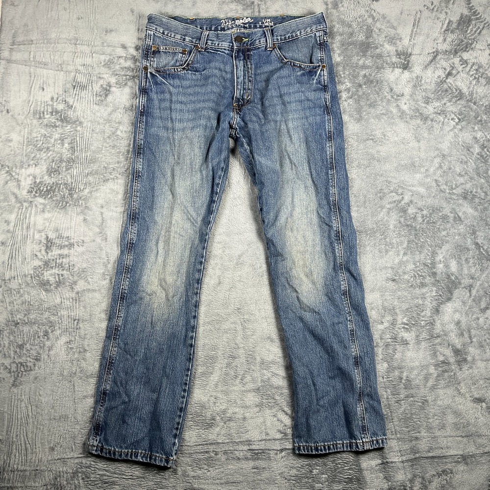 Wrangler Retro Slim Straight Jeans Mens 34x32 Blue Denim 88MWZDK Streetwear